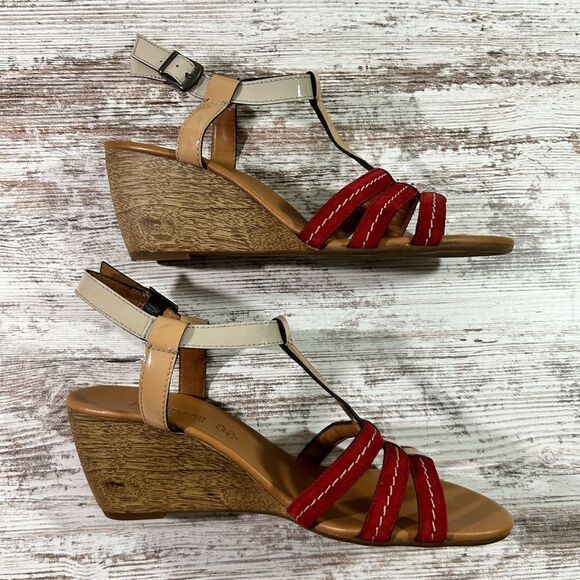 Women’s Paul Green Phoenix wedge heel sandals red strap leather size 6 - Picture 5 of 9